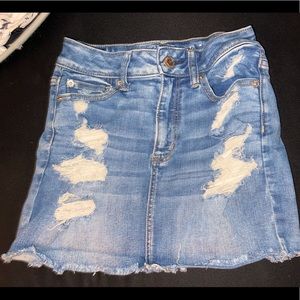 American Eagle Distressed Jean Skirt Size- 2 Color- Light Blue